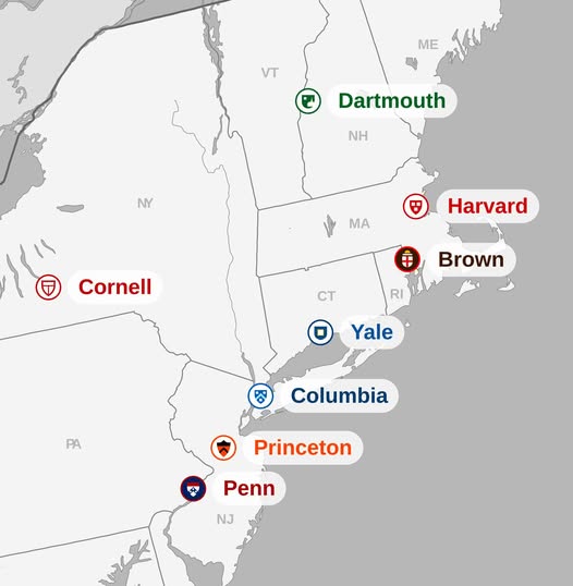 The Ivy League Universities Map