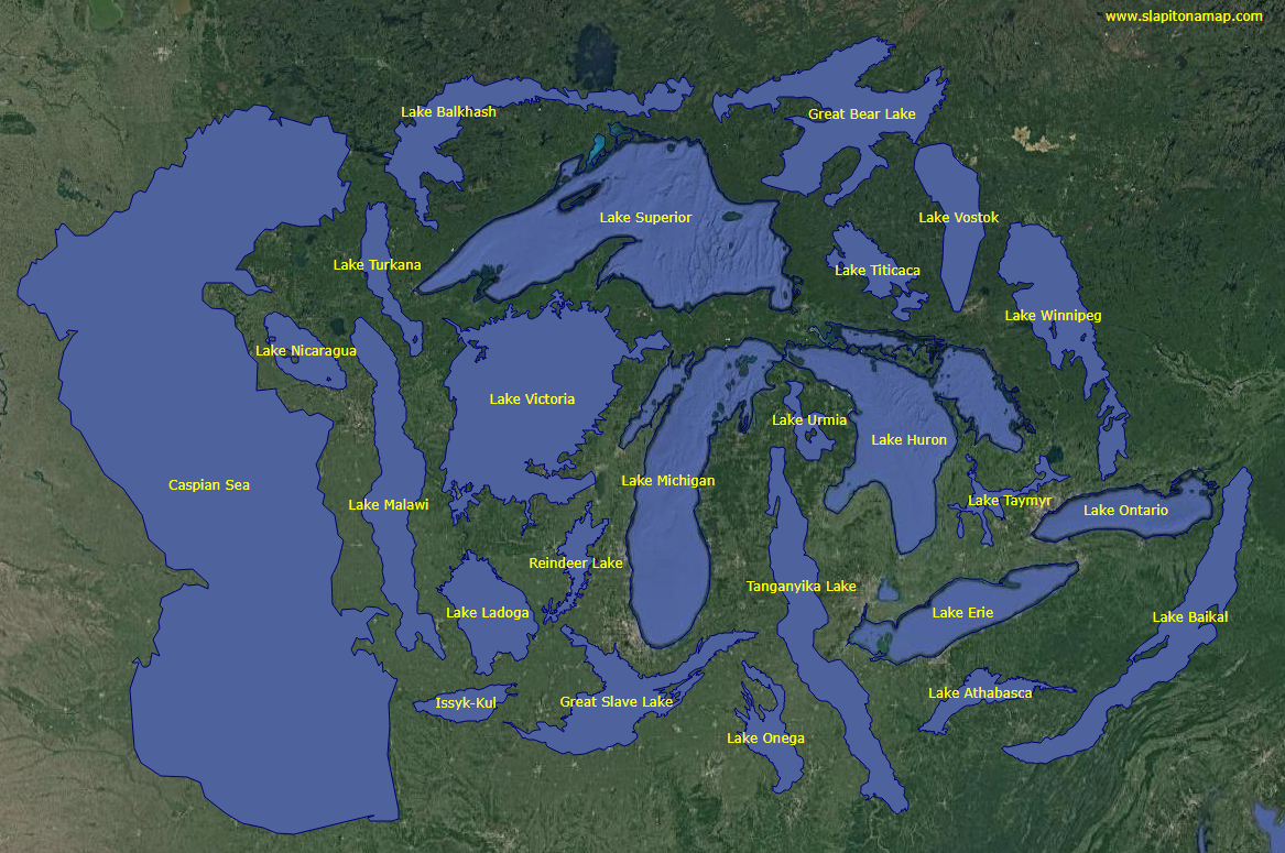 World's 25 Largest Lakes Side By Side
