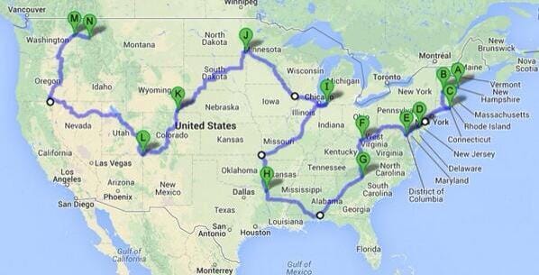 U.S. Shortest Mainland Driving Route